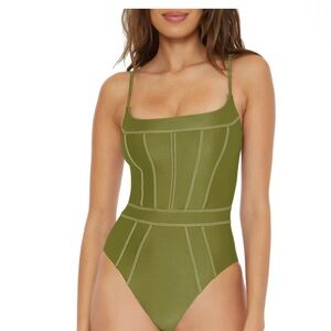 Becca Color Sheen One-Piece Swimsuit
OLIVE, Size Small nwt